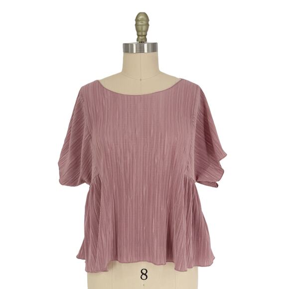 Madewell Texture & Thread Micropleat Top size Large Vintage Mauve Plisse - Picture 6 of 12